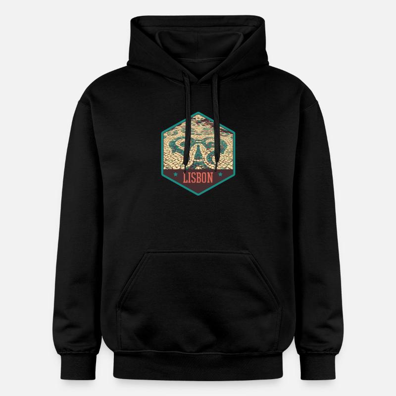 Illustration Chaussée Traditionnelle Portugal - Sweat à capuche Softstyle® Gildan Unisexe - noir