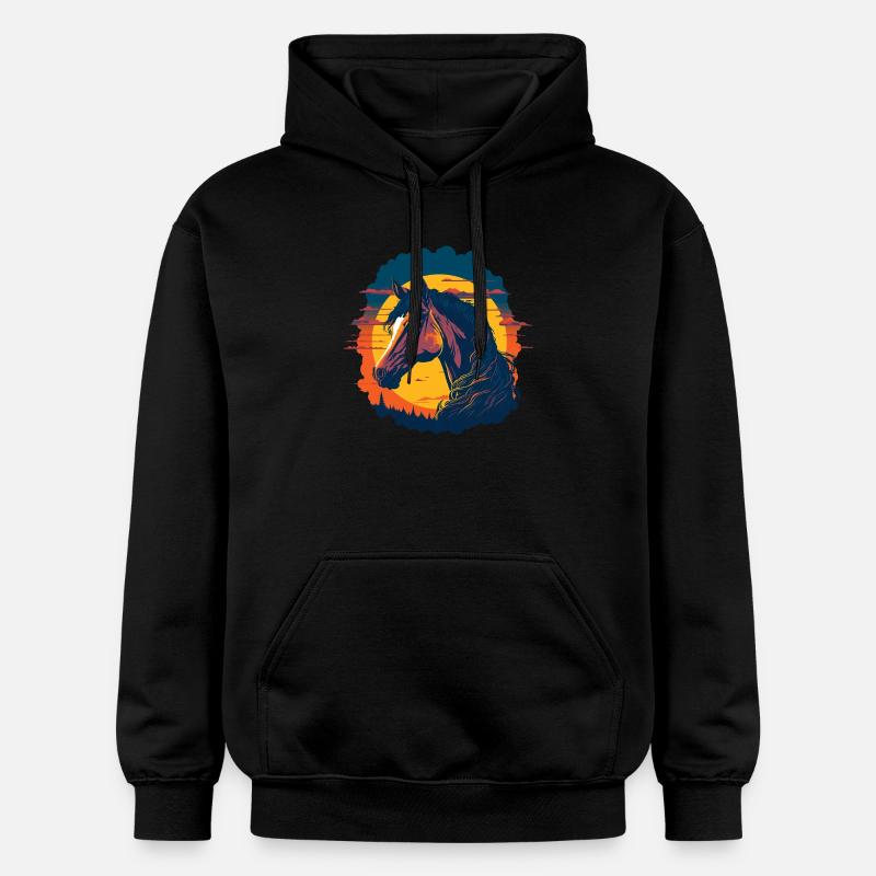 Portrait De Cheval - Sweat à capuche Softstyle® Gildan Unisexe - noir