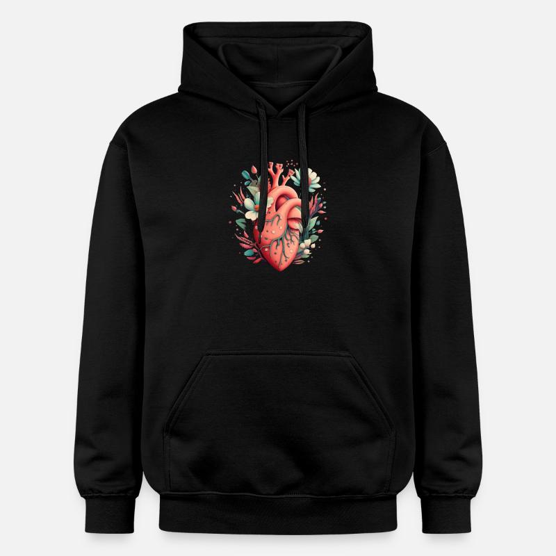 Coeur Bloom Botanique - Sweat à capuche Softstyle® Gildan Unisexe - noir