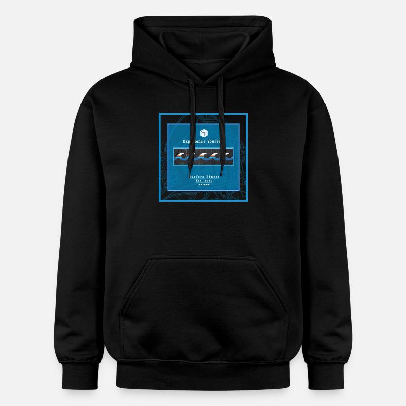 Surf Design Vagues Logo Polynésien - Sweat à capuche Softstyle® Gildan Unisexe - noir