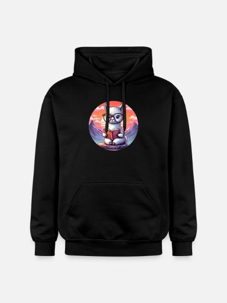 Well-read alpaca before sunrise - Gildan Unisex Softstyle® Midweight Hoodie - black