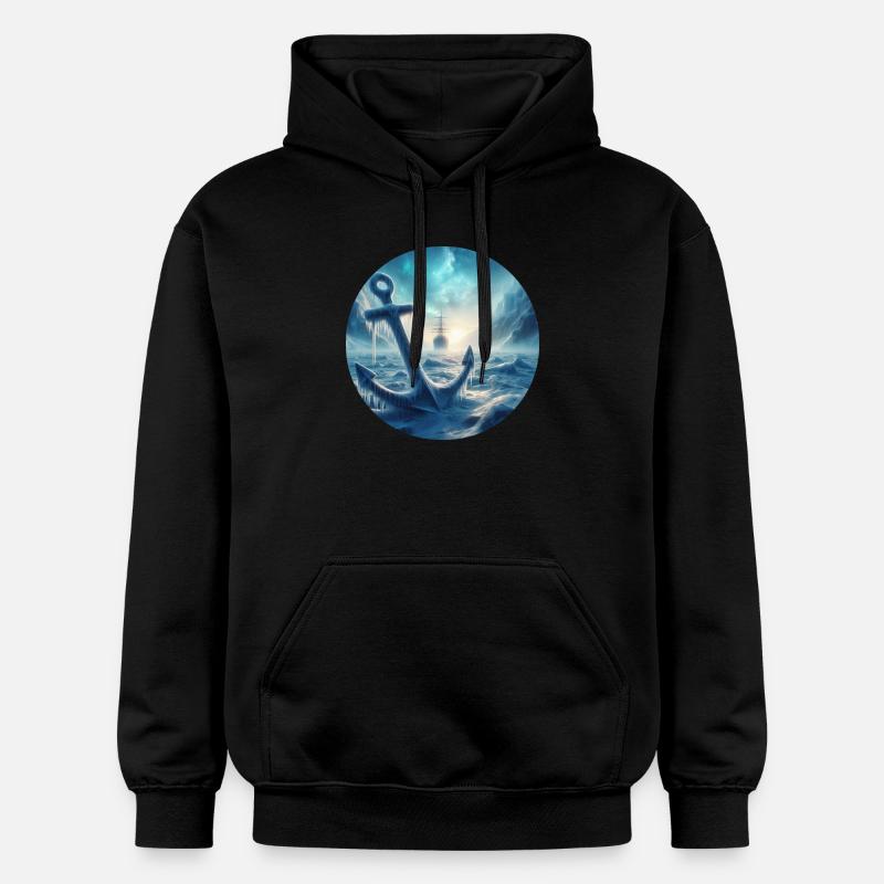 Anker und Schiff Eis Landschaft - Gildan Unisex Softstyle® Midweight Hoodie - Schwarz