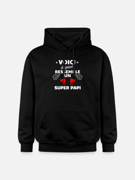 Message humoristique pour super papi - Sweat à capuche Softstyle® Gildan Unisexe - noir