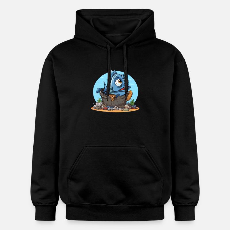 Chemise désespérée de pollution des poissons - Sweat à capuche Softstyle® Gildan Unisexe - noir