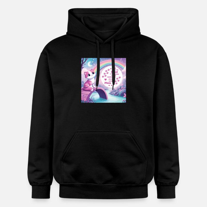 Chat avec arc-en-ciel - Sweat à capuche Softstyle® Gildan Unisexe - noir