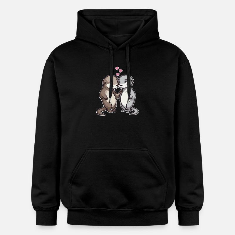 Dans l’amour Otter Hearts Love - Sweat à capuche Softstyle® Gildan Unisexe - noir