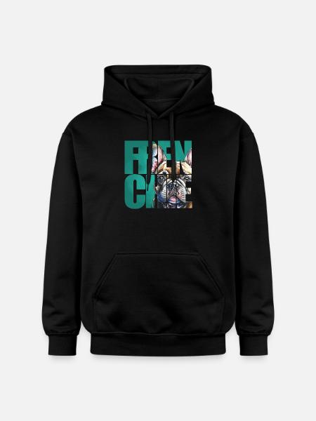French Bulldog Portrait - Gildan Unisex Softstyle® Midweight Hoodie - black