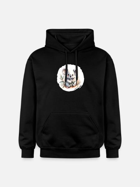 Aquarelle de Koala - Sweat à capuche Softstyle® Gildan Unisexe - noir