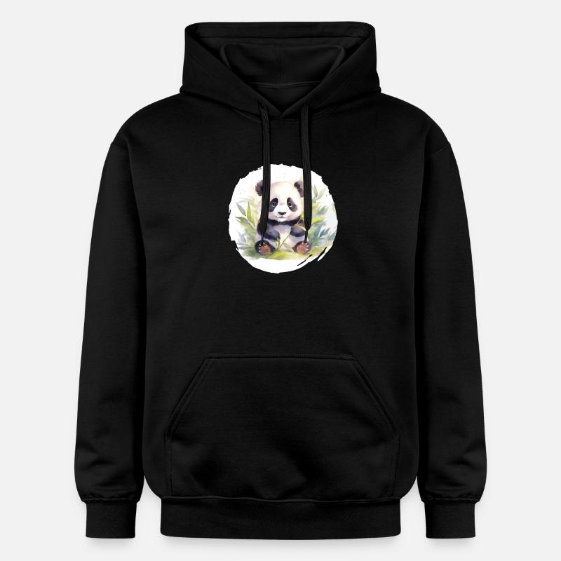 Aquarelle Panda Ours - Sweat à capuche Softstyle® Gildan Unisexe - noir