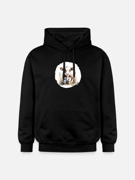 Kälbchen Aquarell - Gildan Unisex Softstyle® Midweight Hoodie - Schwarz