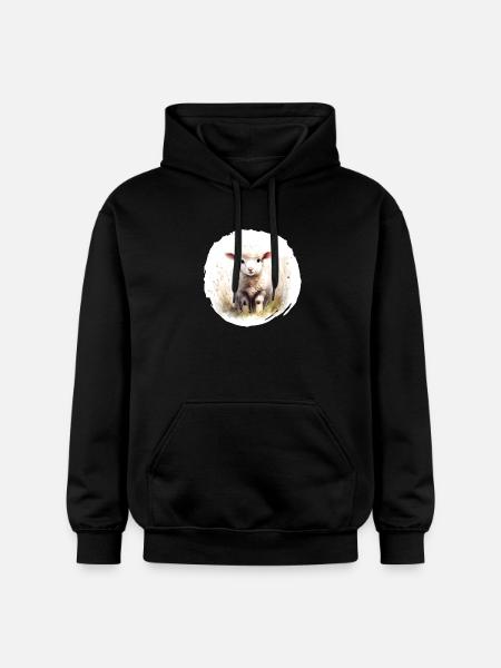 Lamm Aquarell - Gildan Unisex Softstyle® Midweight Hoodie - Schwarz