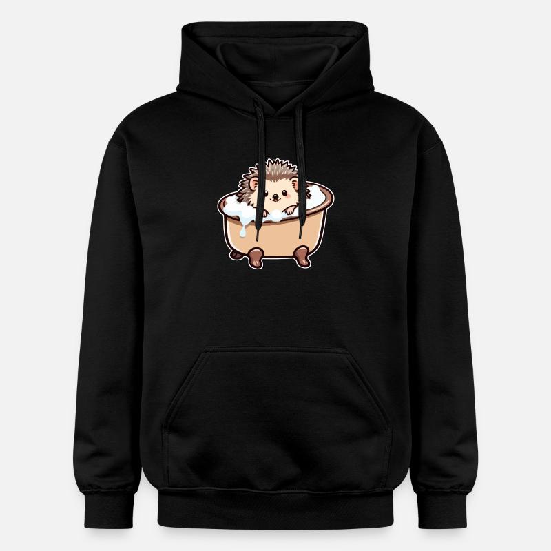 Hérisson mignon dans la baignoire - Sweat à capuche Softstyle® Gildan Unisexe - noir