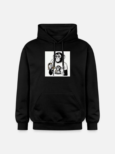 A monkey and his banana - Gildan Unisex Softstyle® Midweight Hoodie - black