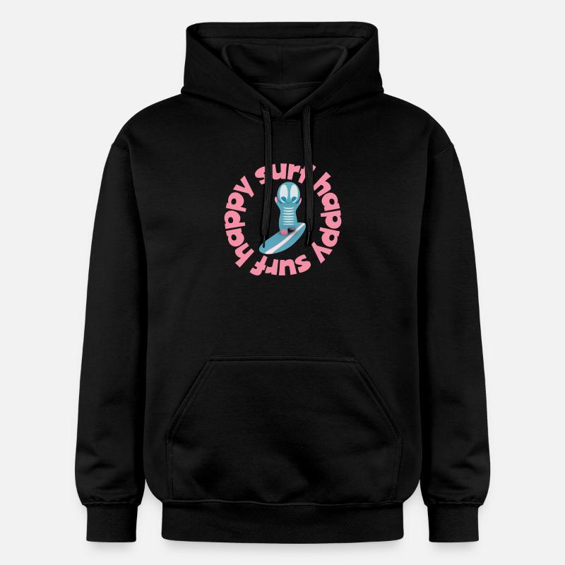 Drôle de figurine Surf Kawaii - Sweat à capuche Softstyle® Gildan Unisexe - noir