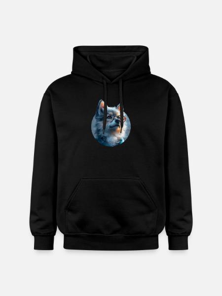 Illustration of Wolf with Glasses - Gildan Unisex Softstyle® Midweight Hoodie - black