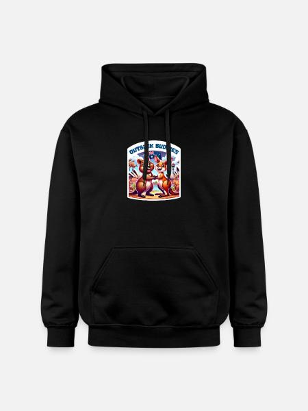 Australian kangaroo and quokka design - Gildan Unisex Softstyle® Midweight Hoodie - black