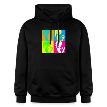 Popart Sportliche Damen - Gildan Unisex Softstyle® Midweight Hoodie - Schwarz - Vorne - Marisol (170cm) & Nik (191cm)
