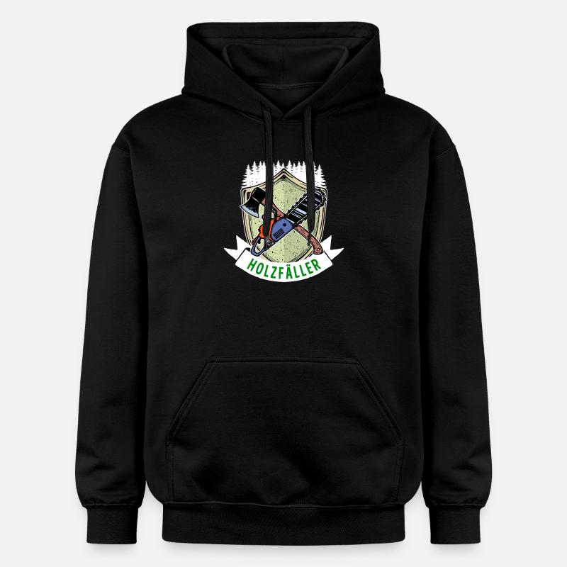 Hache tronçonneuse en bois disant bûcheron menuiserie - Sweat à capuche Softstyle® Gildan Unisexe - noir