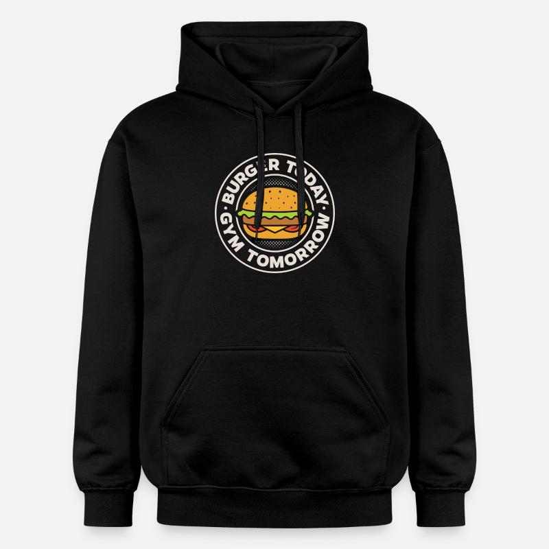 Burger aujourd’hui, gym demain - Sweat à capuche Softstyle® Gildan Unisexe - noir