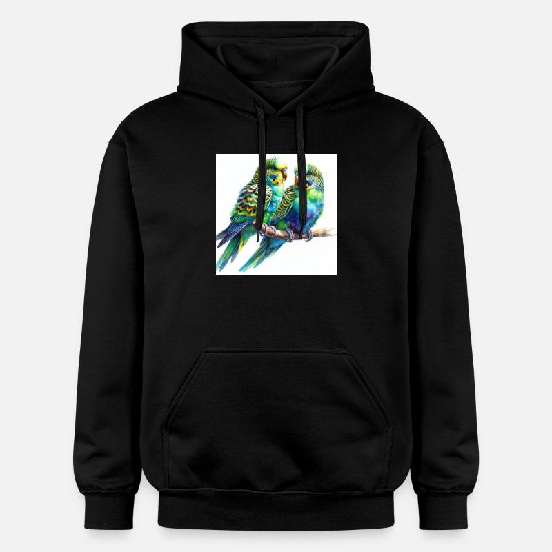 Perruches aquarelle - Sweat à capuche Softstyle® Gildan Unisexe - noir