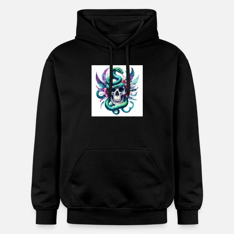 Aquarelle Crâne et Serpent - Sweat à capuche Softstyle® Gildan Unisexe - noir