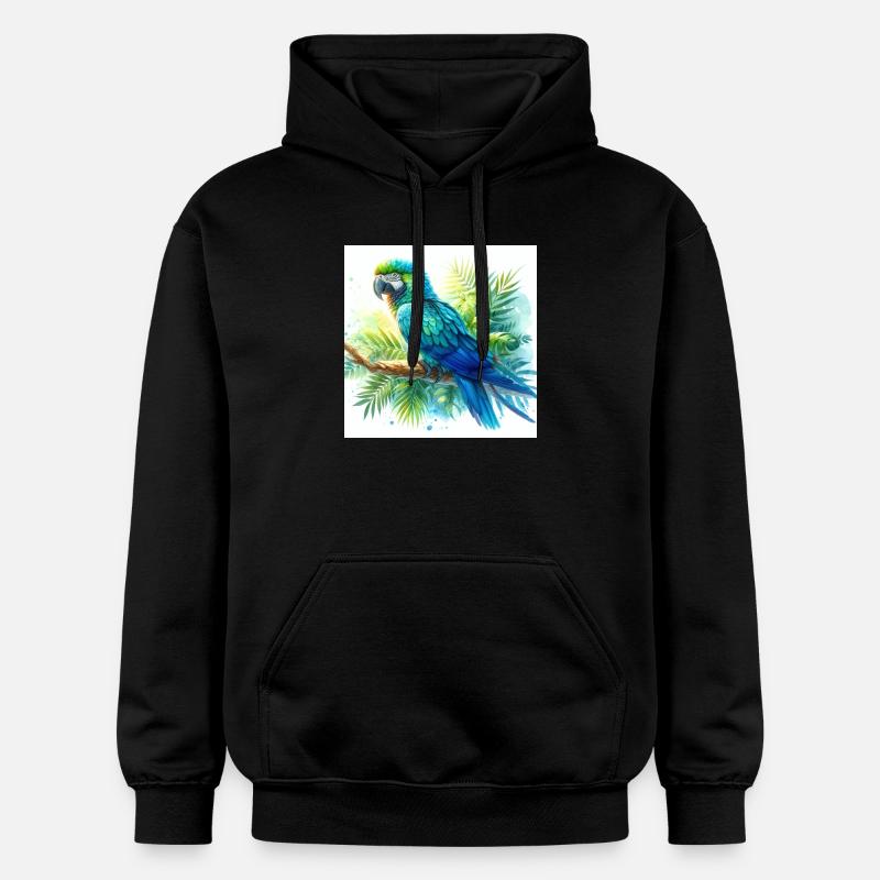 Aquarelle Ara bleu - Sweat à capuche Softstyle® Gildan Unisexe - noir