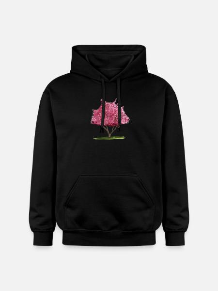 Pink Blossom Tree Watercolour - Gildan Unisex Softstyle® Midweight Hoodie - black
