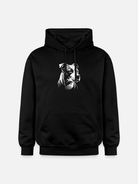 Staffordshire bull terrier head, staffy, staff - Gildan Unisex Softstyle® Midweight Hoodie - black