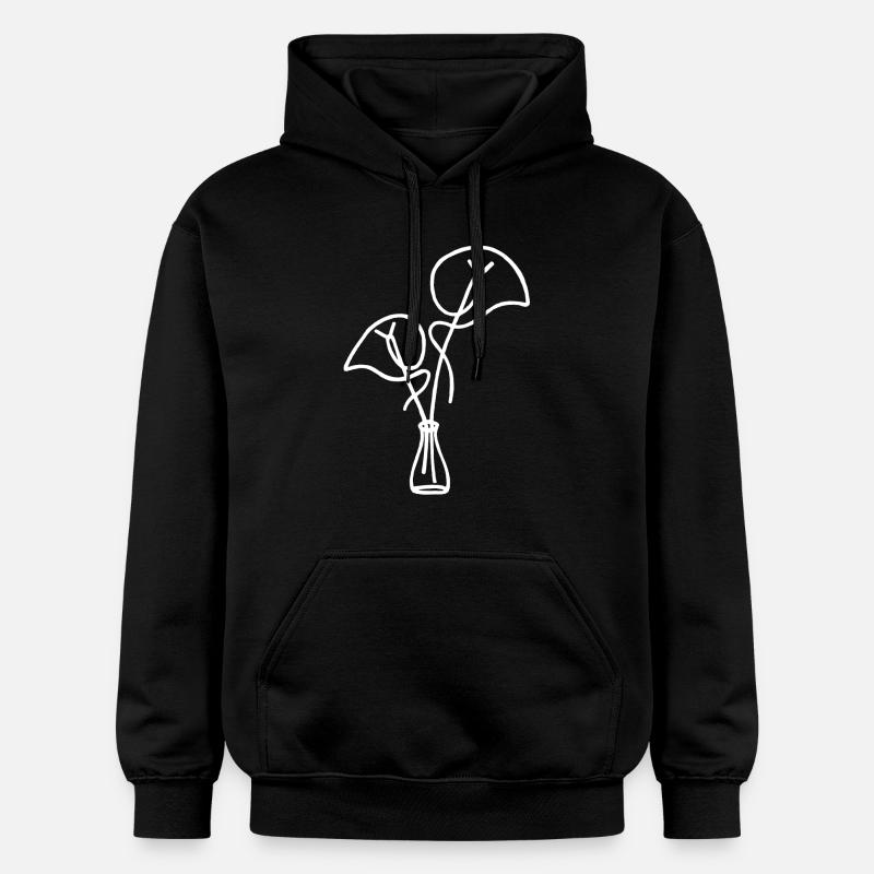 esquisse fleurale blanche - Sweat à capuche Softstyle® Gildan Unisexe - noir