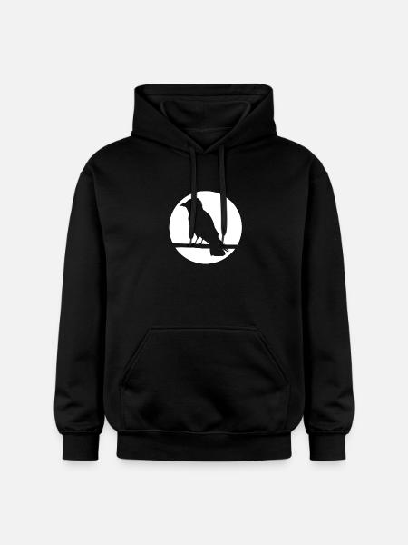 Crow on a branch - Gildan Unisex Softstyle® Midweight Hoodie - black
