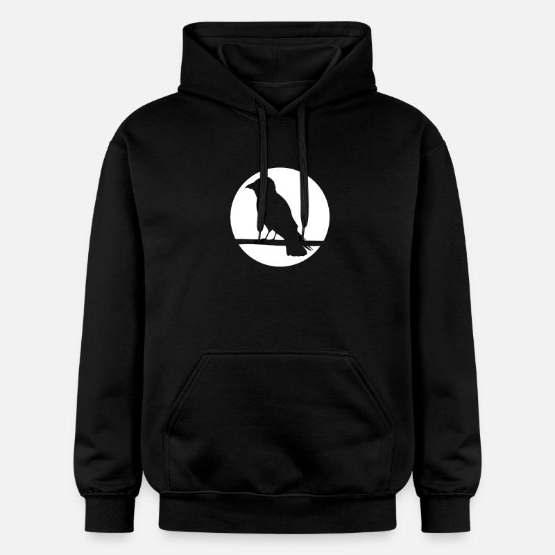 Krähe auf Ast - Gildan Unisex Softstyle® Midweight Hoodie - Schwarz