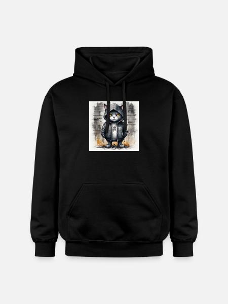 Graffiti-Katze im Hoodie - Gildan Unisex Softstyle® Midweight Hoodie - Schwarz