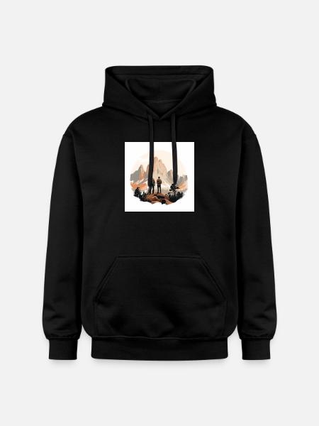 Wanderer vor Alpenlandschaft - Gildan Unisex Softstyle® Midweight Hoodie - Schwarz