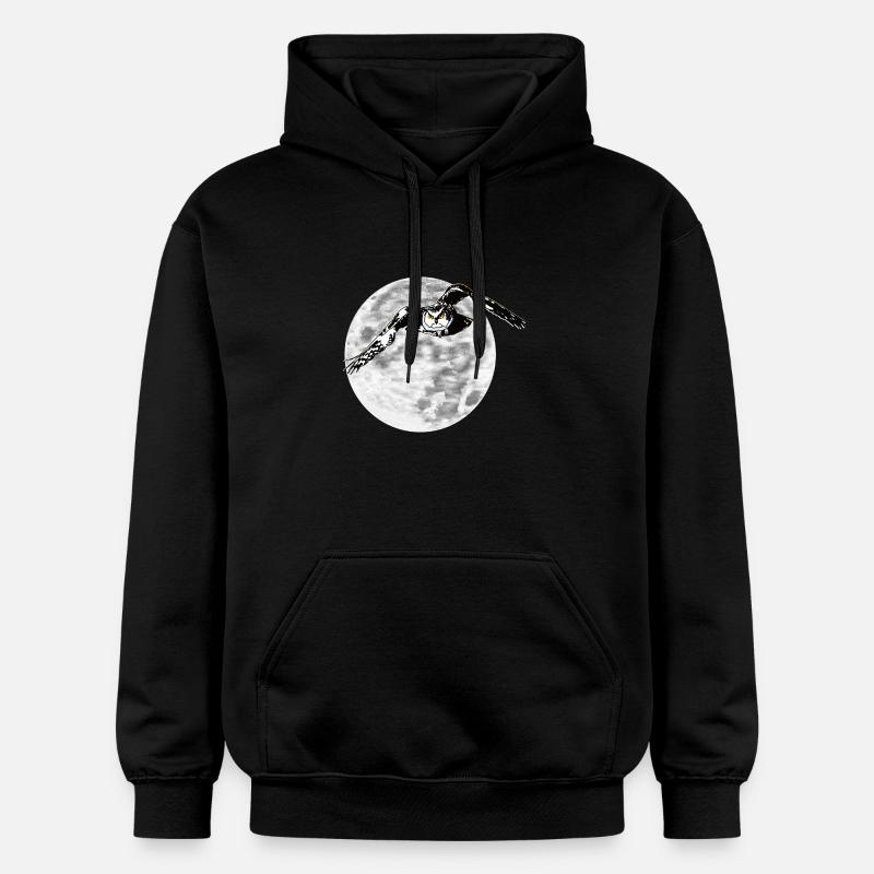 Hibou devant la lune - Sweat à capuche Softstyle® Gildan Unisexe - noir