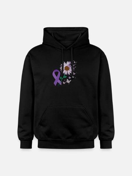 Epilepsy Purple Bow Flower Butterfly - Gildan Unisex Softstyle® Midweight Hoodie - black