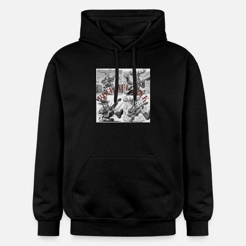 Illustration de cerf à bascule - Sweat à capuche Softstyle® Gildan Unisexe - noir