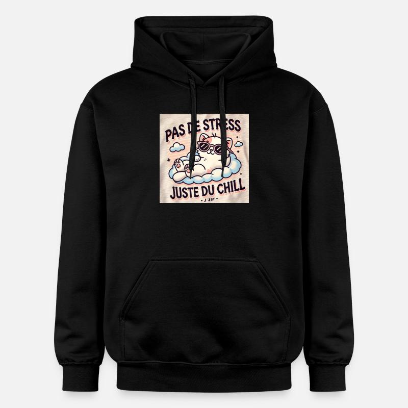 Chat chill - Sweat à capuche Softstyle® Gildan Unisexe - noir