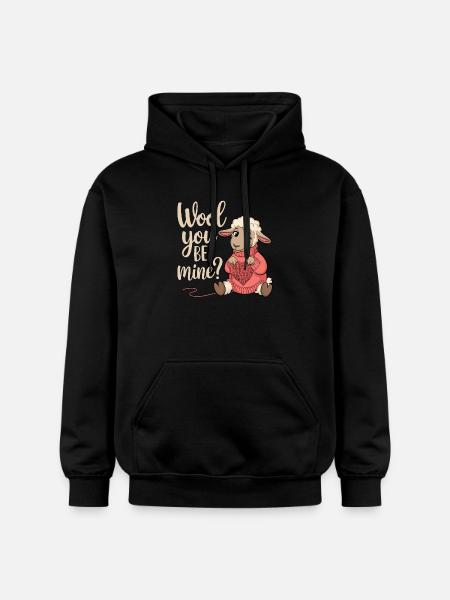 Wolliges Valentinsherz Schäfchen - Gildan Unisex Softstyle® Midweight Hoodie - Schwarz