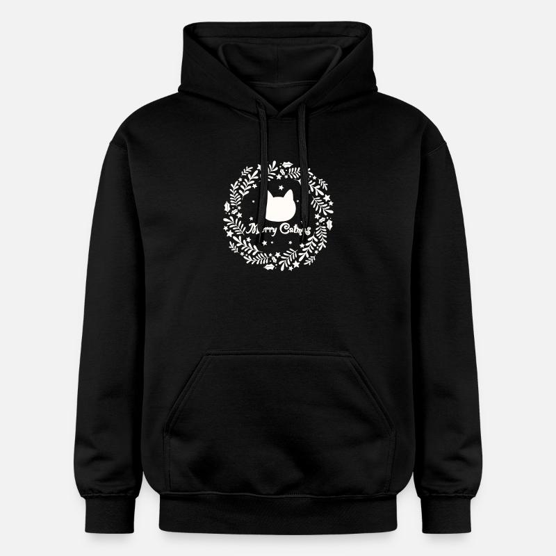 Weihnachtskranz mit Katze - Merry Catmas - Gildan Unisex Softstyle® Midweight Hoodie - Schwarz