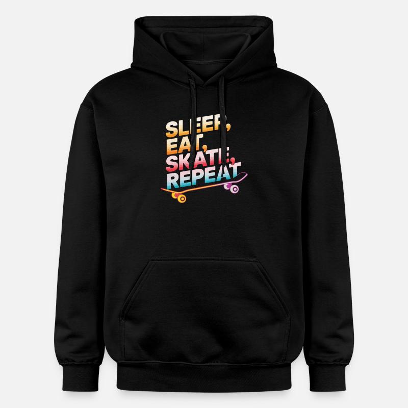 Dormir, manger, patiner, répéter - Sweat à capuche Softstyle® Gildan Unisexe - noir