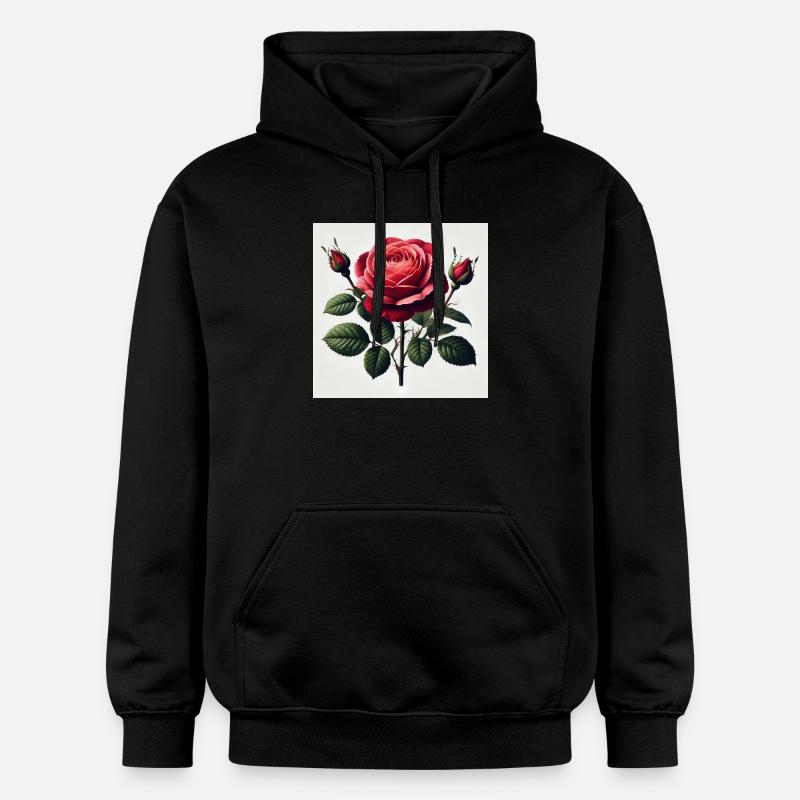 Belle rose rouge - Sweat à capuche Softstyle® Gildan Unisexe - noir