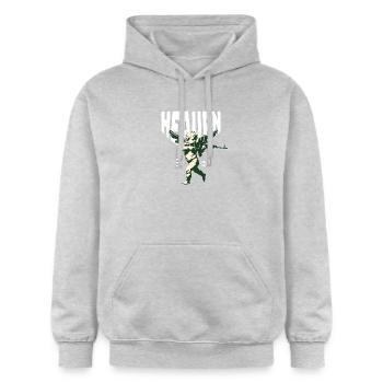 Heaven Unisex Streetwear - Gildan Unisex Softstyle® Midweight Hoodie - Hellgrau meliert - Vorne - Liana (172cm) & Jaron (178cm)