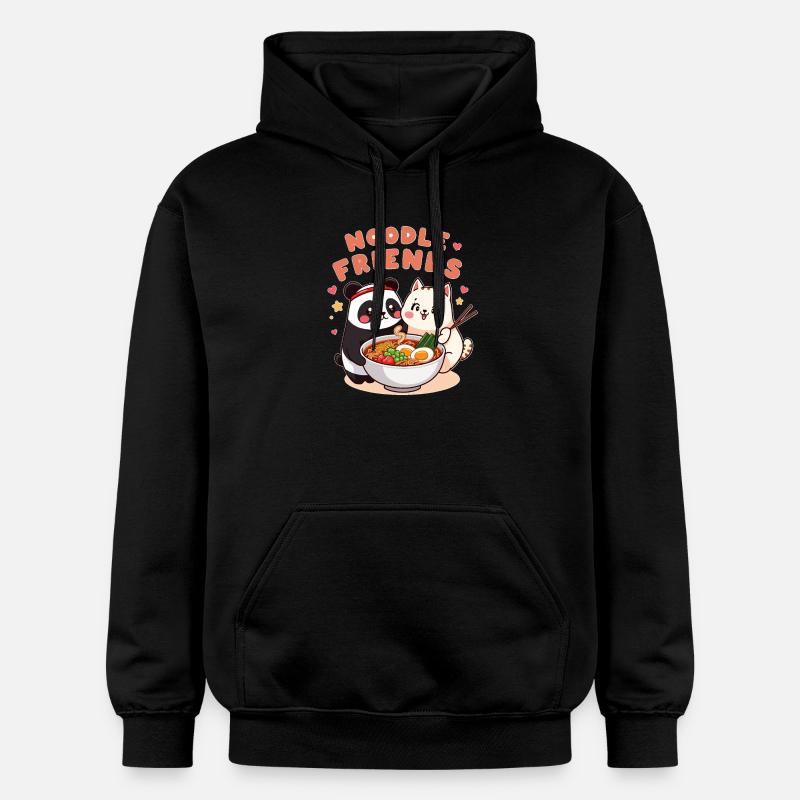 Noodle Friends Panda Chat Illustration - Sweat à capuche Softstyle® Gildan Unisexe - noir
