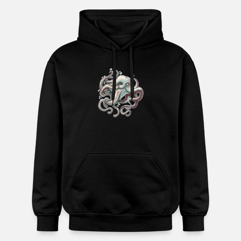 Pieuvre fantaisiste à l’expression rêveuse - Sweat à capuche Softstyle® Gildan Unisexe - noir