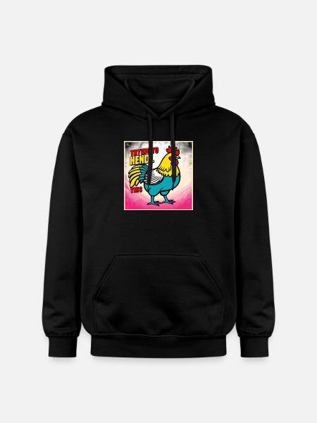 Chicken "Trying to hendl this" - Gildan Unisex Softstyle® Midweight Hoodie - black