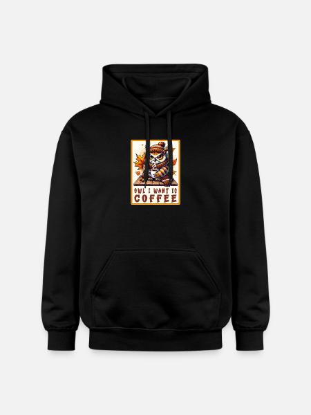 Owls Coffee Desgin - Gildan Unisex Softstyle® Midweight Hoodie - black