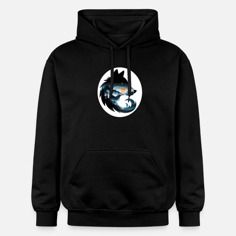 Wolf Landschaft - Gildan Unisex Softstyle® Midweight Hoodie - Schwarz