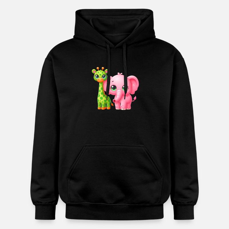 Illustration d’amitié animale mignonne - Sweat à capuche Softstyle® Gildan Unisexe - noir