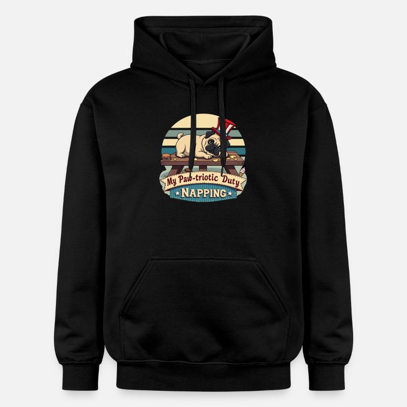 Sieste de carlin - Sweat à capuche Softstyle® Gildan Unisexe - noir