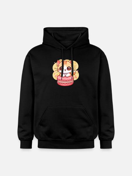 chibi cat - Sweat à capuche Softstyle® Gildan Unisexe - noir